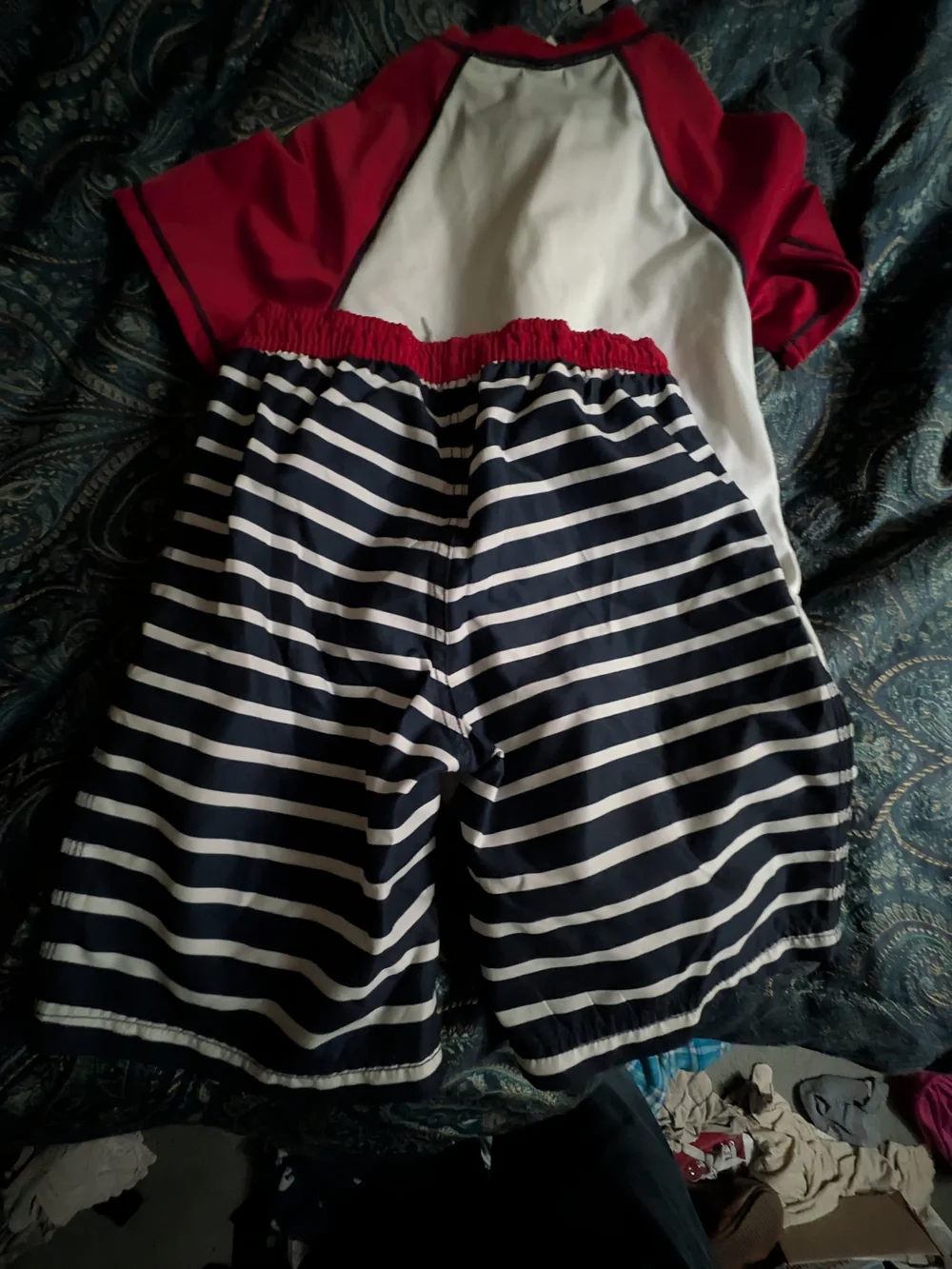 Gymboree Red, White & Navy Striped Kids Swim Set